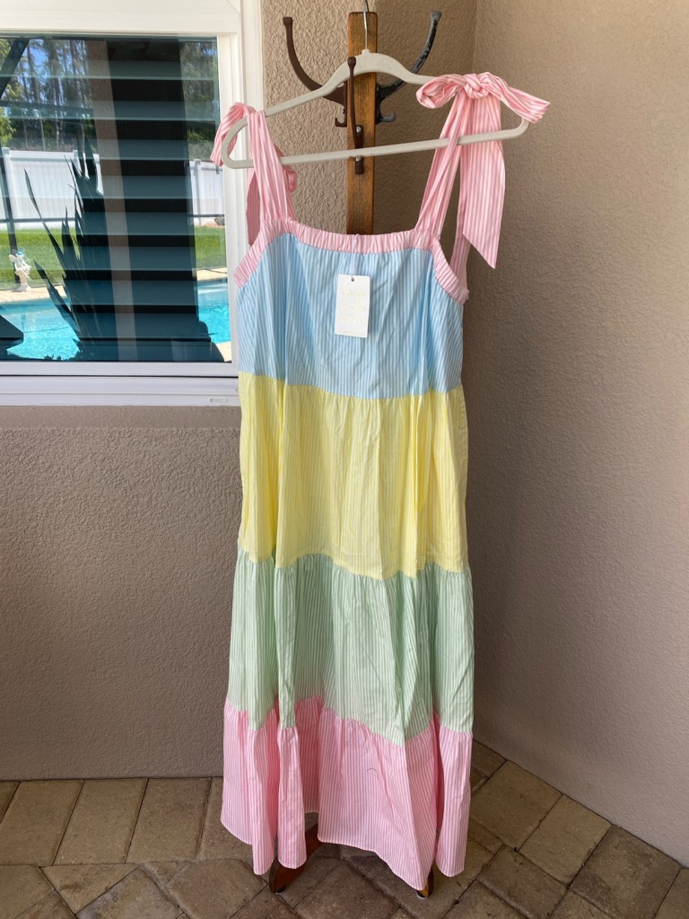 Show Me Your MuMu Pastel Colorblock Maxi Dress in Pink, Blue, Yellow, Green